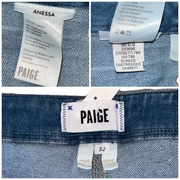 Paige Anessa Sunnie Distressed High Rise Wide Leg Crop Jeans 32 NWT New - Picture 12 of 16
